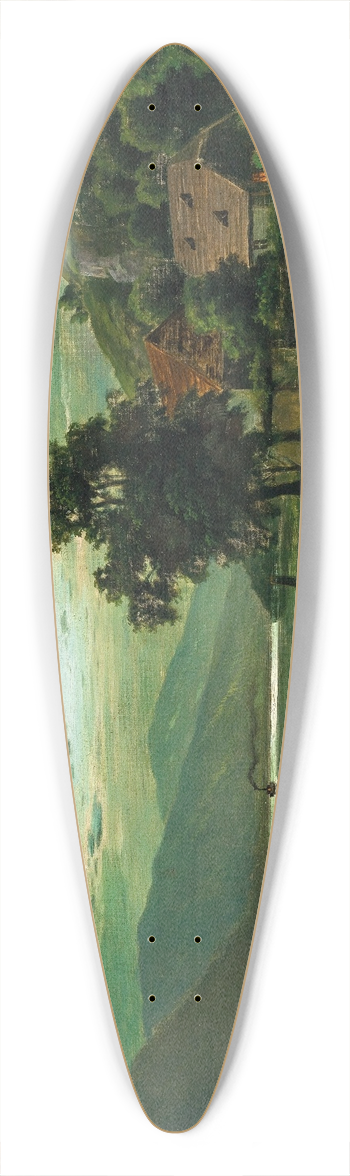 Fritz Chwala - A Moonlit Night on a Lake 39.3 inch art pintail longboard deck