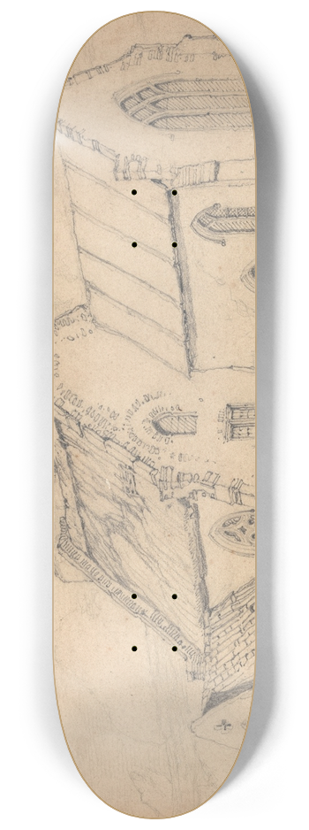 John Sell Cotman - Brampton Church, Norfolk, from the South-East 8.25 inch art skate deck