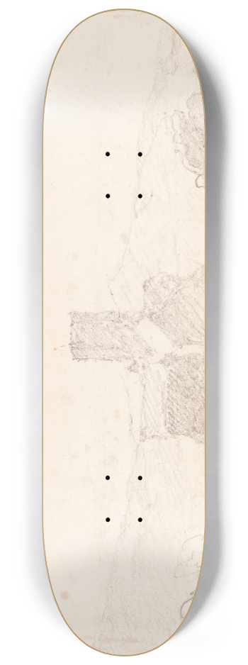 John Sell Cotman - Landscape with Church 8.25 inch art skate deck