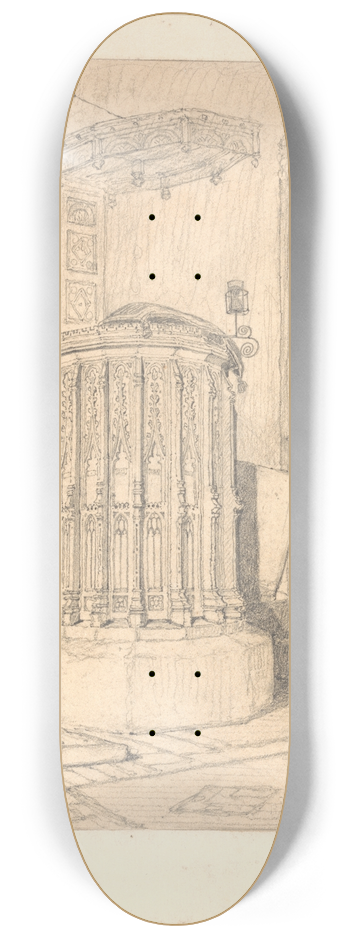 John Sell Cotman - Pulpit in South Burlingham Church, Norfolk 8.25 inch art skate deck