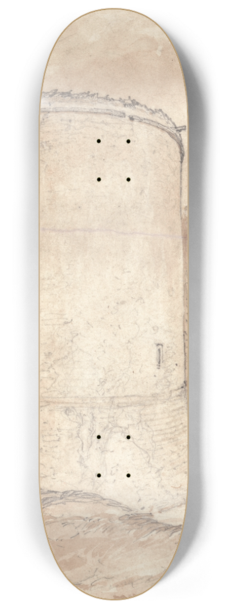 John Sell Cotman - Round Tower, Castle of Lillebonne, Normandy 8.25 inch art skate deck