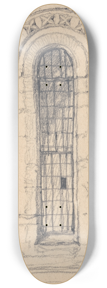 John Sell Cotman - Window on the North Side of Burnham Ulph Church, Norfolk 8.25 inch art skate deck