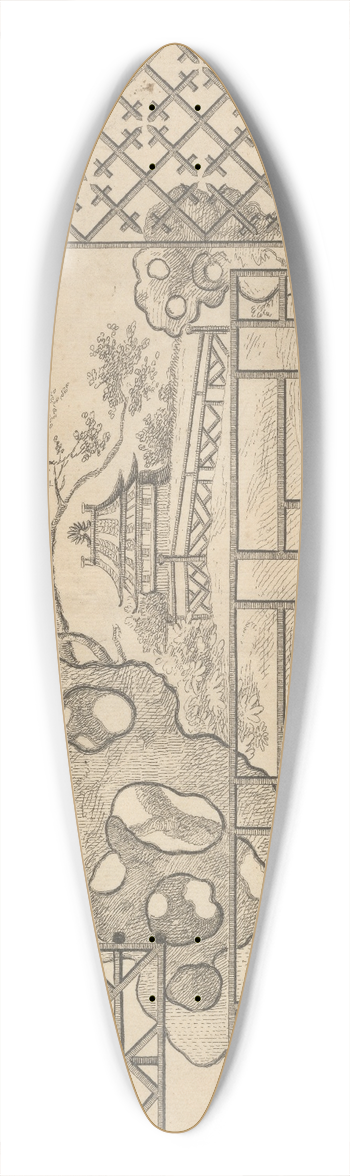 George Bickham the Elder - A Chinese Single Bracd Railing. A Hedge. Double Pailing. Gate 39.3 inch art pintail longboard deck