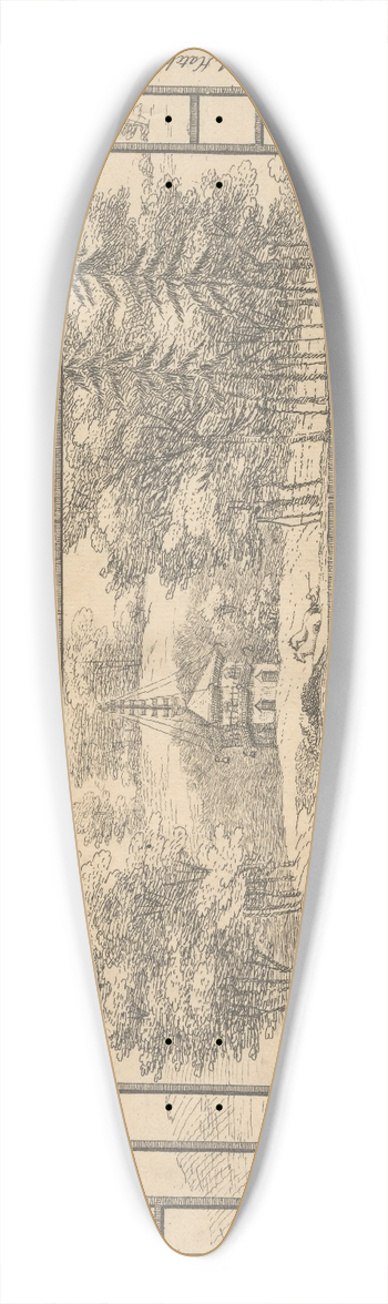 George Bickham the Elder - Japan Railing. A Hatch. An Obtuce Paling. Parallelgram Railing.. 39.3 inch art pintail longboard deck