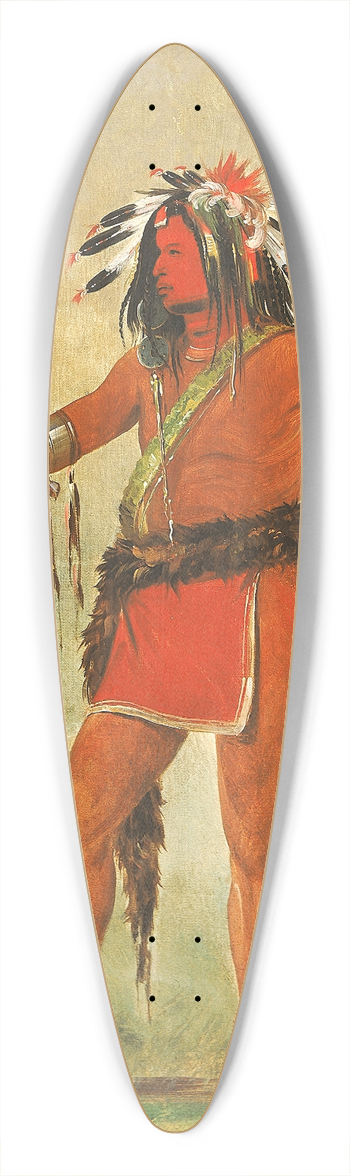 George Catlin - Ch-Be-Mb-Bee, He Who Sits Everywhere, a Brave 39.3 inch art pintail longboard deck