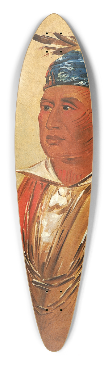 George Catlin - Wah-Pn-Jee-A, The Swan, a Warrior 39.3 inch art pintail longboard deck
