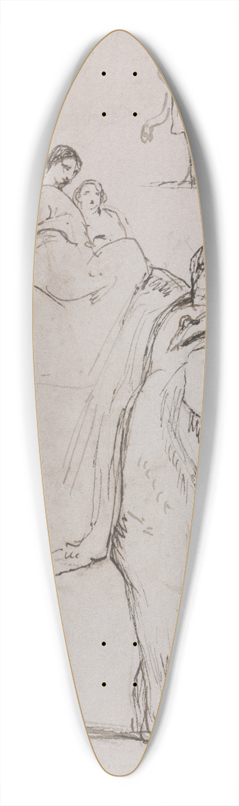 George Jones - Figures on an Elephant and Other Elephant Studies 39.3 inch art pintail longboard deck