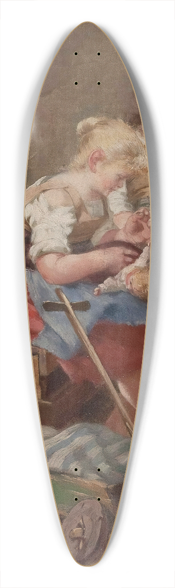 Georg Rssler - Zwei Mdchen mit Puppen 39.3 inch art pintail longboard deck