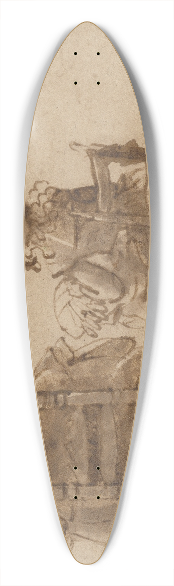 Gerard ter Borch - A Lady and a Child Making Lace 39.3 inch art pintail longboard deck