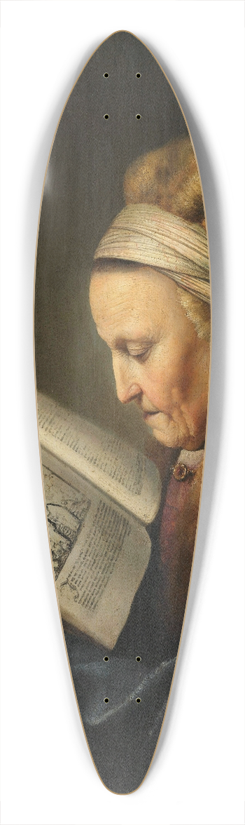 Gerrit Dou - Old Woman Reading 39.3 inch art pintail longboard deck