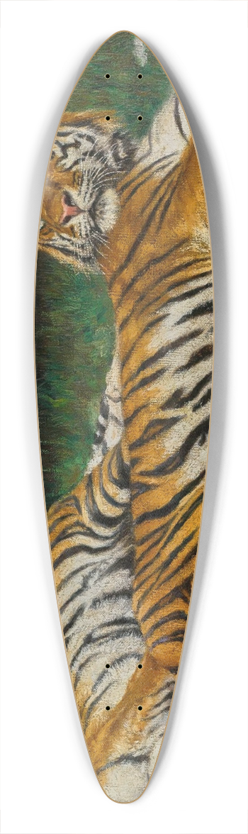 Geza Vastagh - Resting Tigers 39.3 inch art pintail longboard deck