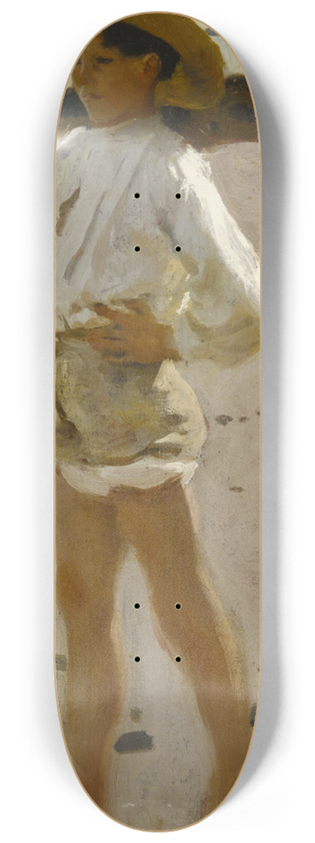 John Singer Sargent - Young Boy on the Beach, Sketch for Oyster Gatherers of Cancale 8.25 inch art skate deck