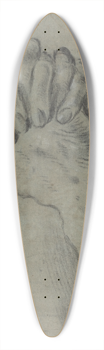 Giacomo Cavedone - Clasped Hands (verso) 39.3 inch art pintail longboard deck