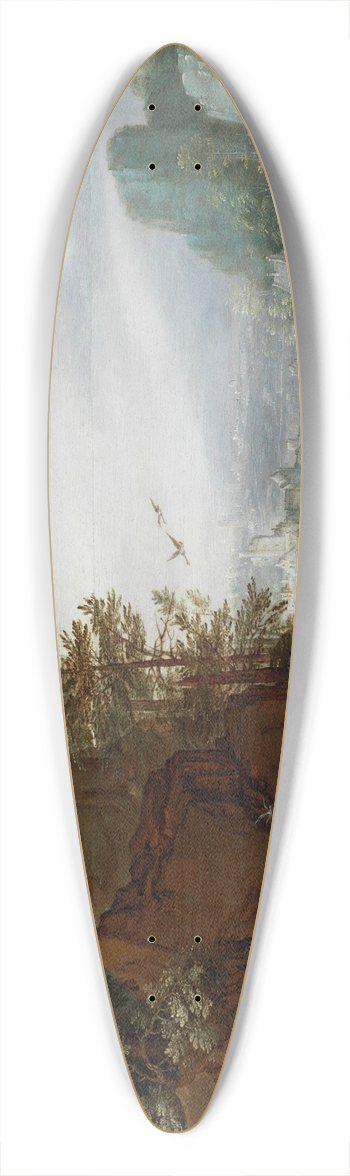 Gillis Claesz. de Hondecoeter - Rocky Landscape 39.3 inch art pintail longboard deck