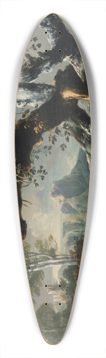 Giulio Bucci - Shepherds beneath a tree on a clifftop 39.3 inch art pintail longboard deck