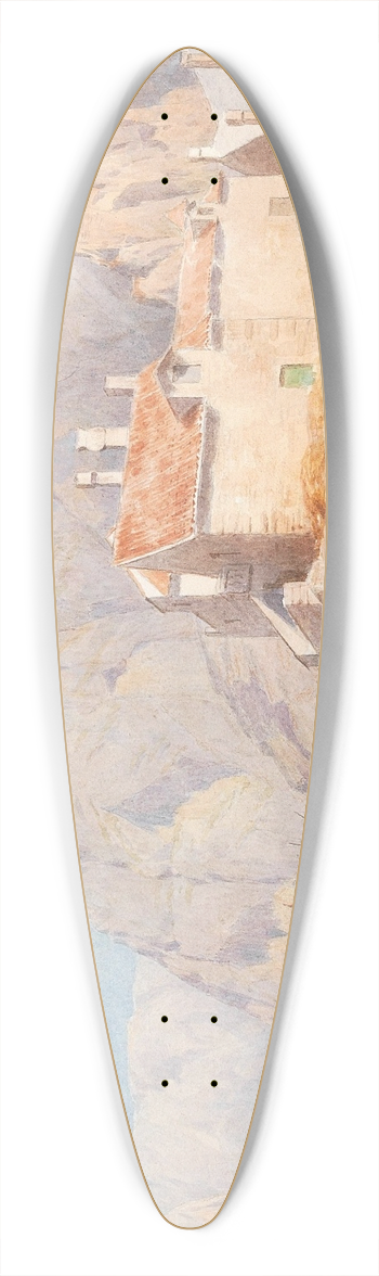 Gottfried Seelos - A southern coastline, surrounded by a mountain range 39.3 inch art pintail longboard deck