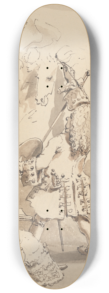 John Thomas Smith - Sir James Thornhills Boy Entering His Masters Painting Room to Deliver the Bundle and a Letter in the Presence of Lady Thornhill 8.25 inch art skate deck