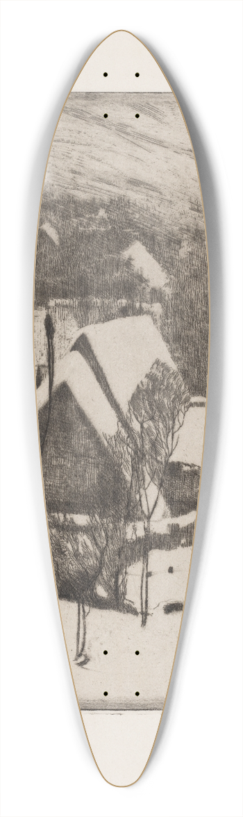 Gustav Kampmann - Dorf im Schnee 39.3 inch art pintail longboard deck