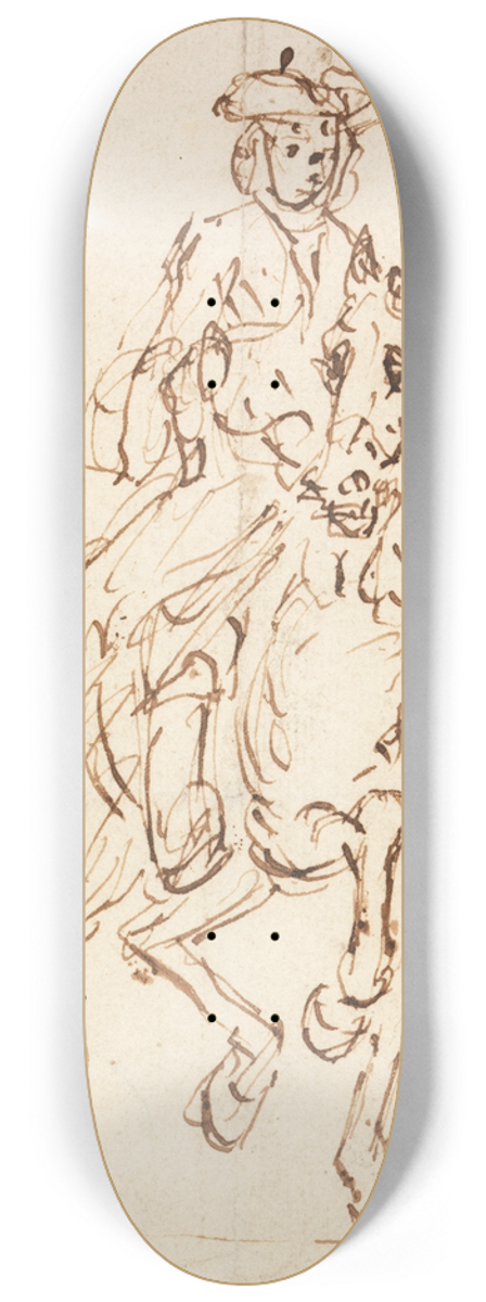 John Vanderbank - Rider in a Tricorn Hat, Horse Walking towards Front 8.25 inch art skate deck