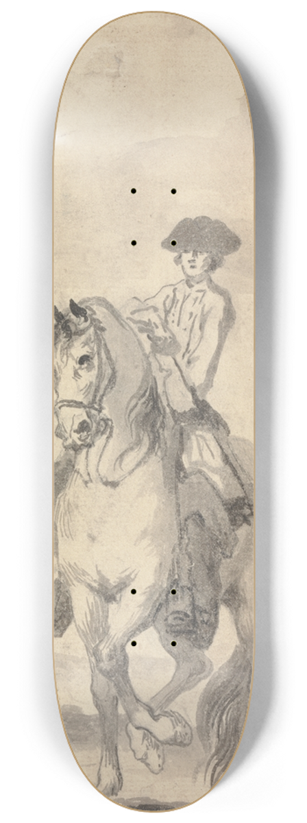John Vanderbank - The Passage to the Right Aided by the Riders Rod & the Master Holding the Alonge; Engraved as plate 10 in Twenty Five Actions of the Manage Horse 8.25 inch art skate deck