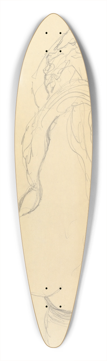 Gustav Klimt - Reclining Nude with Drapery, Back View 39.3 inch art pintail longboard deck