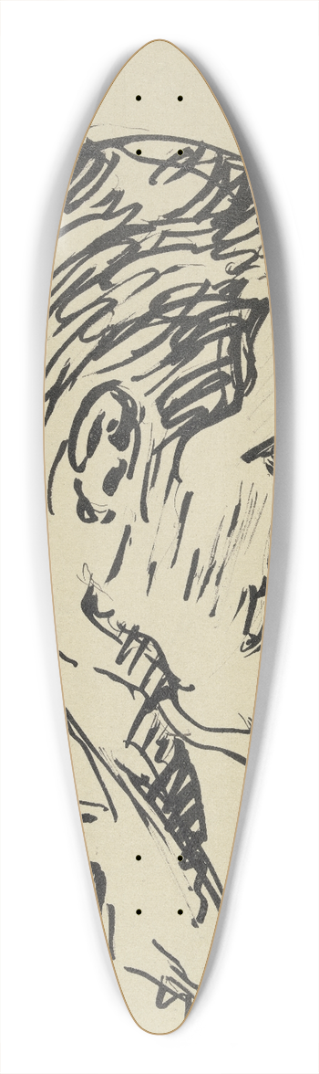 Gustav Schraegle - Self-portrait in profile 39.3 inch art pintail longboard deck