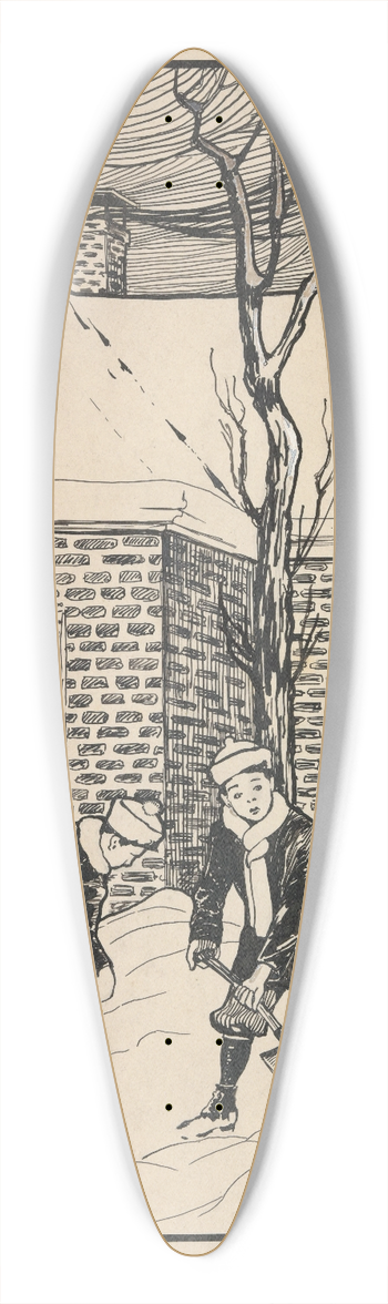 Gust van de Wall Pern - Drie jongens in de sneeuw 39.3 inch art pintail longboard deck