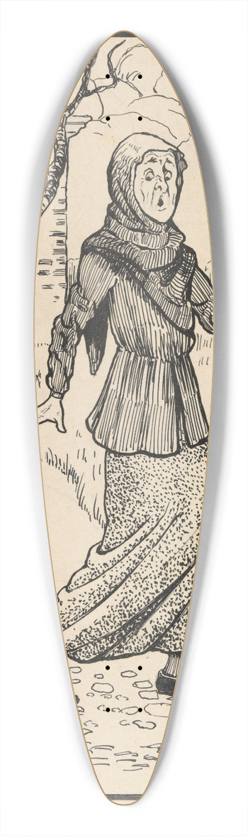 Gust van de Wall Pern - Vrouw schrikt van een kikker 39.3 inch art pintail longboard deck