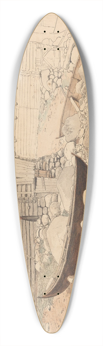 Hans Gude - View of Eidsfjord 39.3 inch art pintail longboard deck