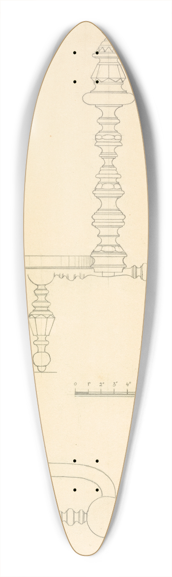 Hans Korsch - Andiron (one of pair) 39.3 inch art pintail longboard deck