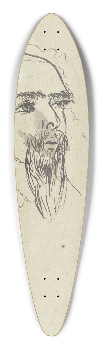 Hans Thoma - Bearded head 39.3 inch art pintail longboard deck