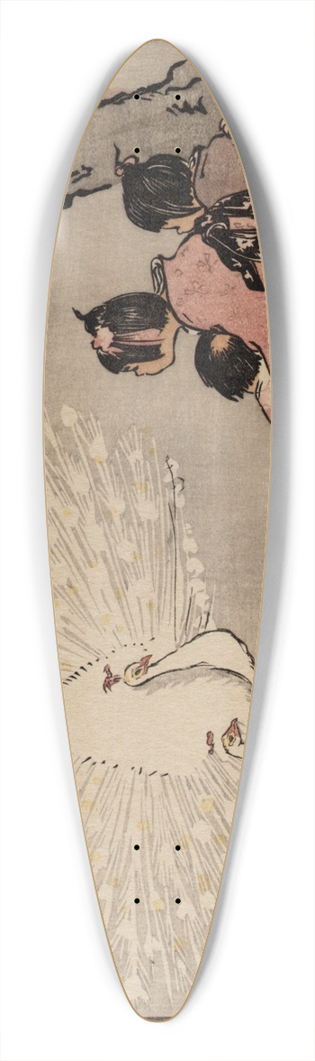 Helen Hyde - The White Peacock 39.3 inch art pintail longboard deck