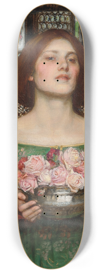 John William Waterhouse - Gather Ye Rosebuds While Ye May 8.25 inch art skate deck