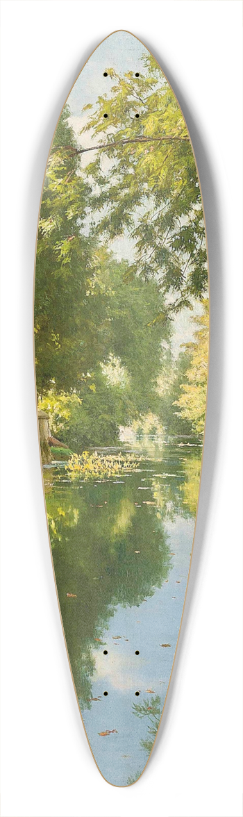 Henri Biva - Punts moored on still waters 39.3 inch art pintail longboard deck