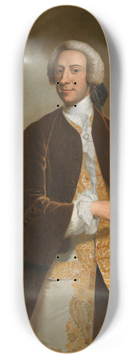 John Wollaston - Portrait of Captain Saumarez (1710-1747) 8.25 inch art skate deck