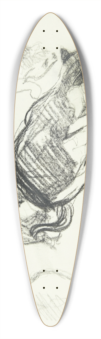 Henrik Schouboe - Studieblad med katte 39.3 inch art pintail longboard deck