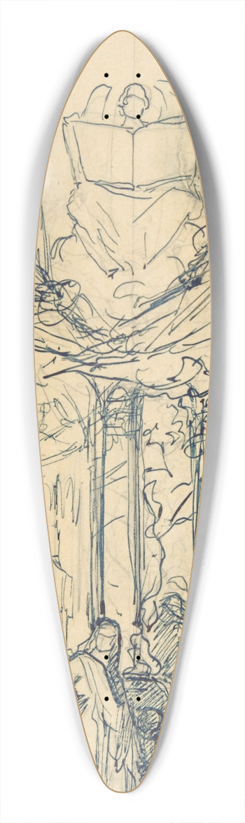 Henri Lehmann - Composition Study with Figures Distributing Bread 39.3 inch art pintail longboard deck