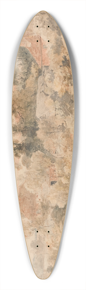 Henry Edridge - Great Bookham, Surrey 39.3 inch art pintail longboard deck
