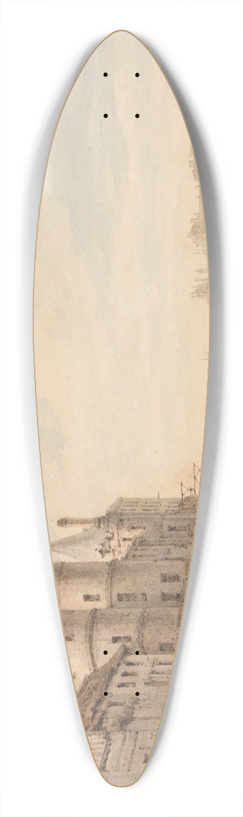 Henry Edridge - The Conciergerie, Paris 39.3 inch art pintail longboard deck