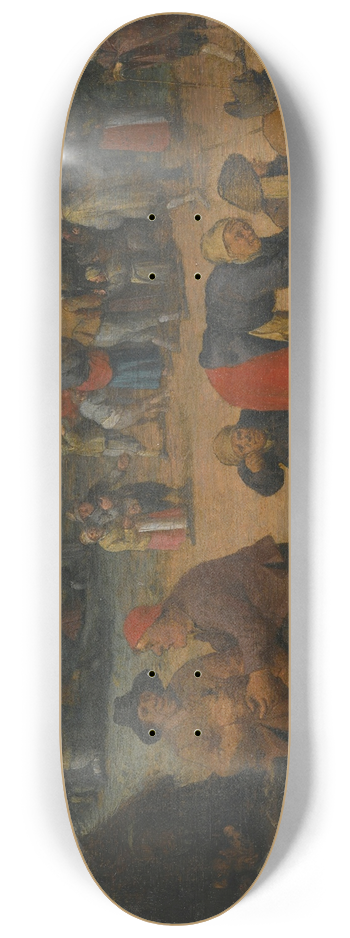 Joost Cornelisz Droochsloot - A village scene with numerous peasants and a travelling merchant 8.25 inch art skate deck