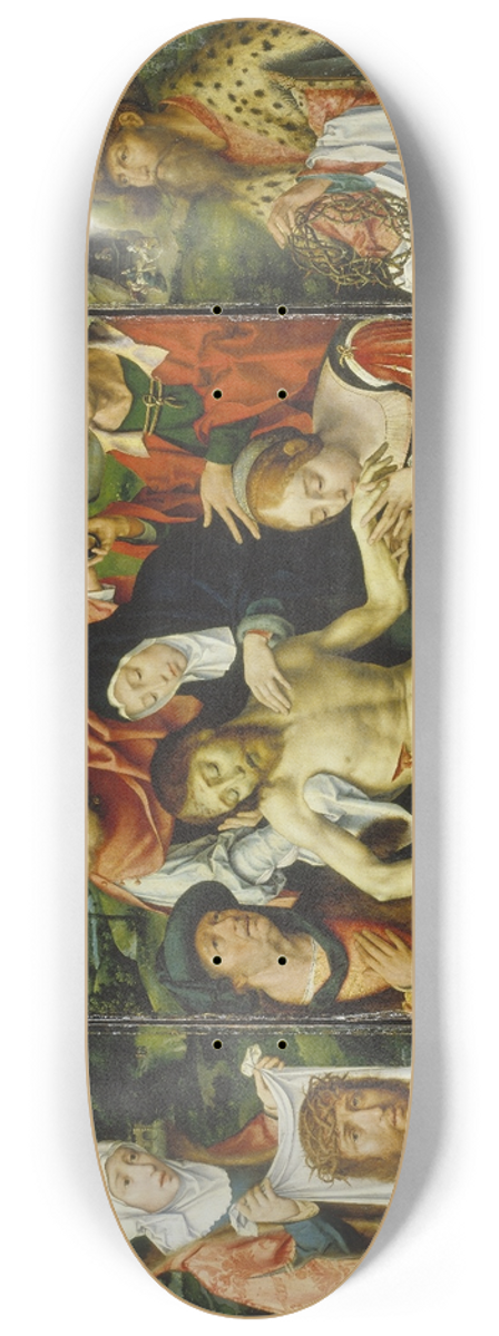 Joos Van Cleve - Tripytych with the Lamentation 8.25 inch art skate deck