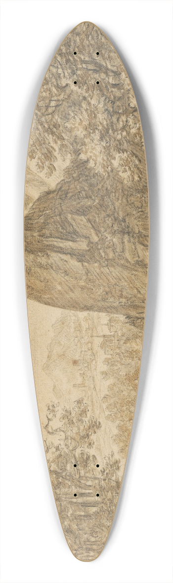 Herman Saftleven - Mountain Landscape with Figures 39.3 inch art pintail longboard deck