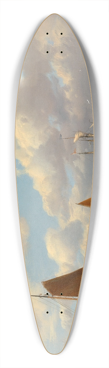 Hermanus Koekkoek - Sailing Ships on the Scheldt 39.3 inch art pintail longboard deck