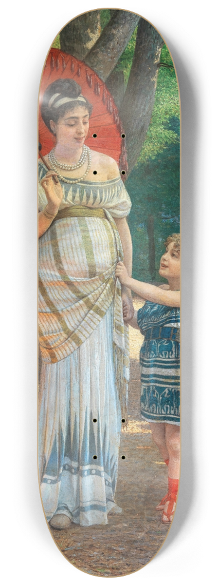 Anatolio Scifoni - The red parasol 8.25 inch art skate deck