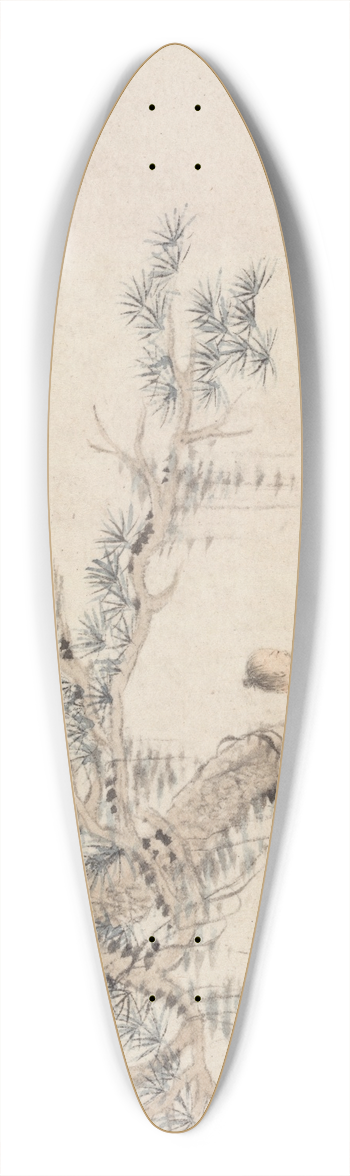 Hua Yan - An Old Man Sits under a Pine Tree, a Boy is behind a Stone 39.3 inch art pintail longboard deck