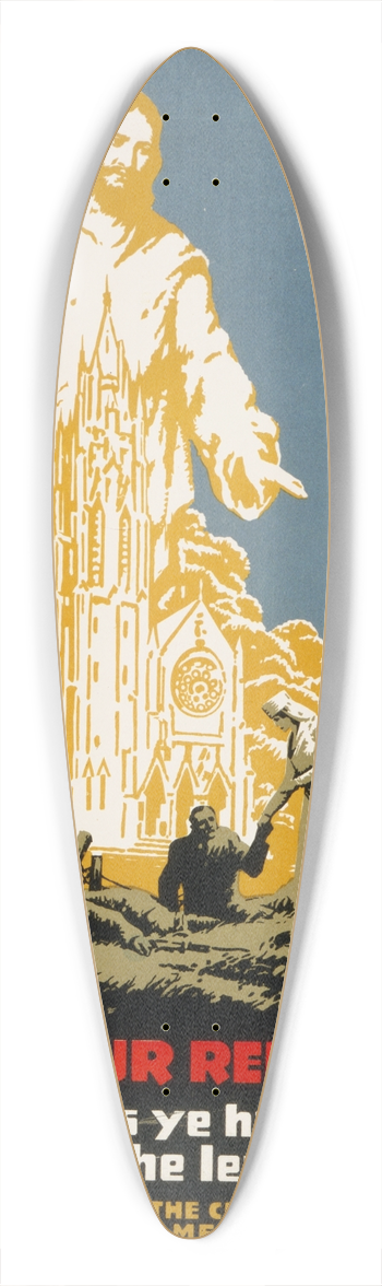 Hubert Chapin - Help your Red Cross 39.3 inch art pintail longboard deck