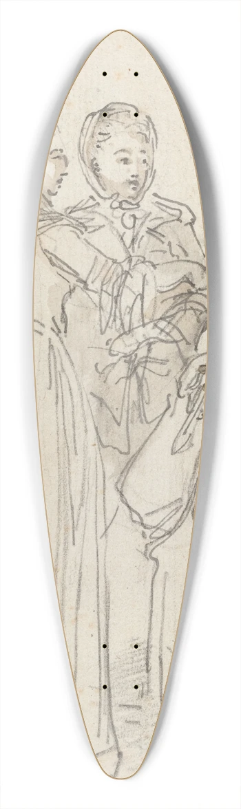Hubert Robert - Three Ladies Chatting 39.3 inch art pintail longboard deck