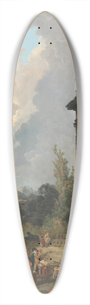 Hubert Robert - Wandering Minstrels 39.3 inch art pintail longboard deck