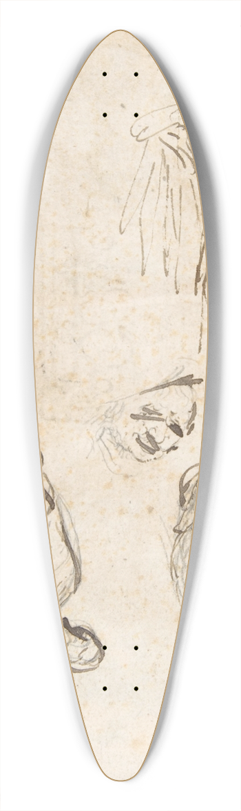 Isaac van Ostade - Six Studies of Peasants 39.3 inch art pintail longboard deck