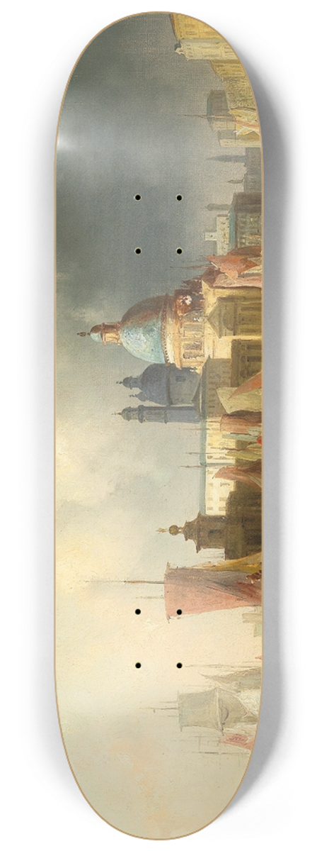 Josef Carl Berthold Pttner - Venice  Hustle And Bustle By The Punta Della Dogana And Santa Maria Della Salute 8.25 inch art skate deck